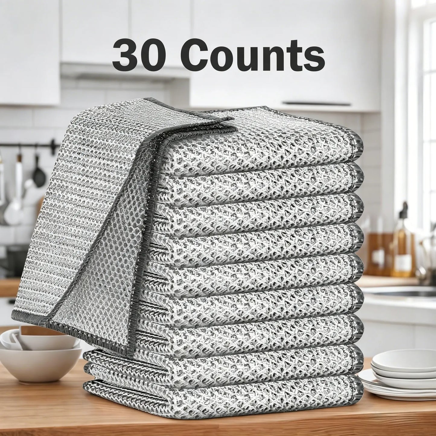🏡10 Counts Dishwashing Rags, Wet and Dry Use, Multipurpose Non-Scratch Wire Dishcloths for Kitchen Cleaning
