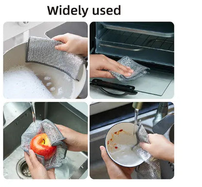 🏡10 Counts Dishwashing Rags, Wet and Dry Use, Multipurpose Non-Scratch Wire Dishcloths for Kitchen Cleaning