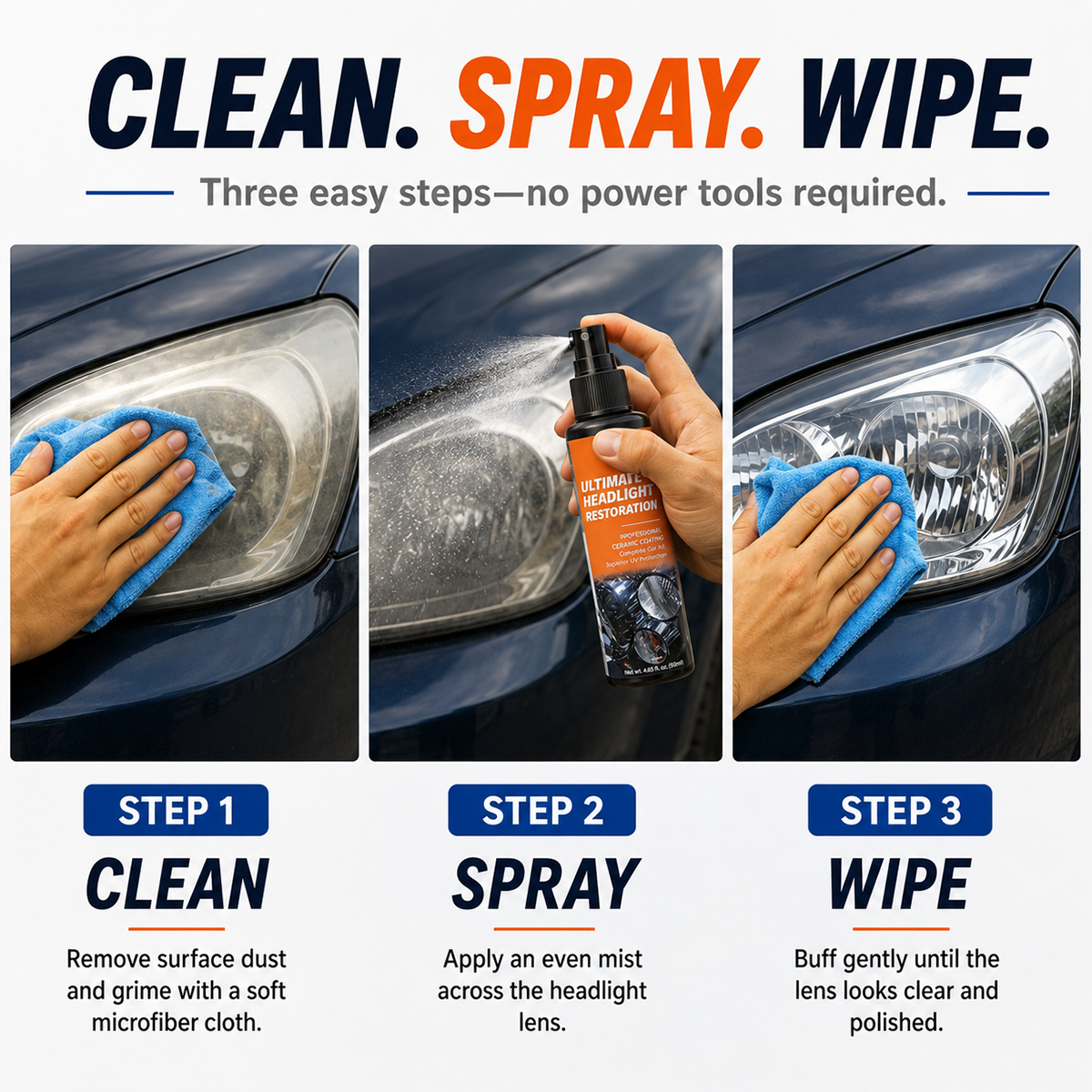 ⏳LAST DAY DEAL — BUY 1 GET 1 FREE!  – Professional Headlight Restoration Spray Kit🔥