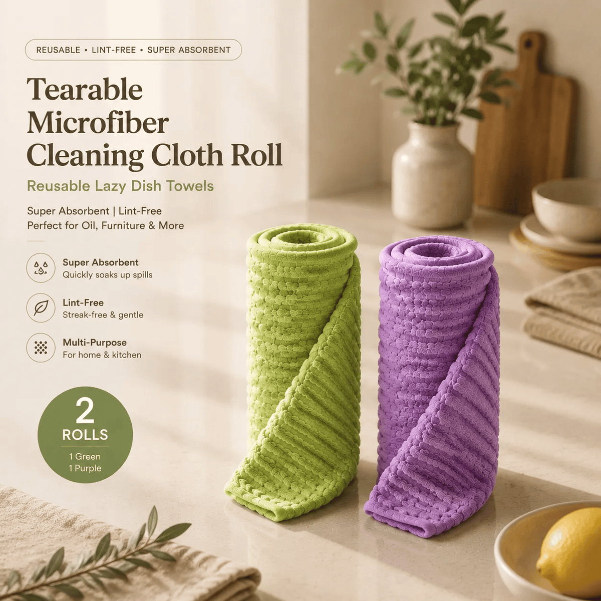 🥳2026 HOT SALE-🧽 20PCS Tearable Antibacterial Cleaning Cloths