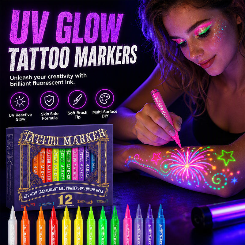 🎉✨ Glow Party Tattoo Pens 🌈