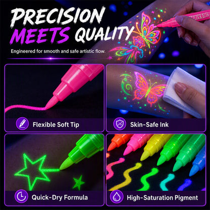 🎉✨ Glow Party Tattoo Pens 🌈