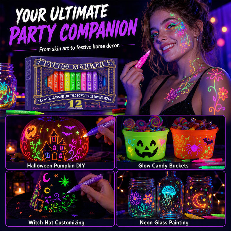 🎉✨ Glow Party Tattoo Pens 🌈