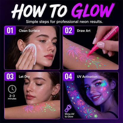 🎉✨ Glow Party Tattoo Pens 🌈