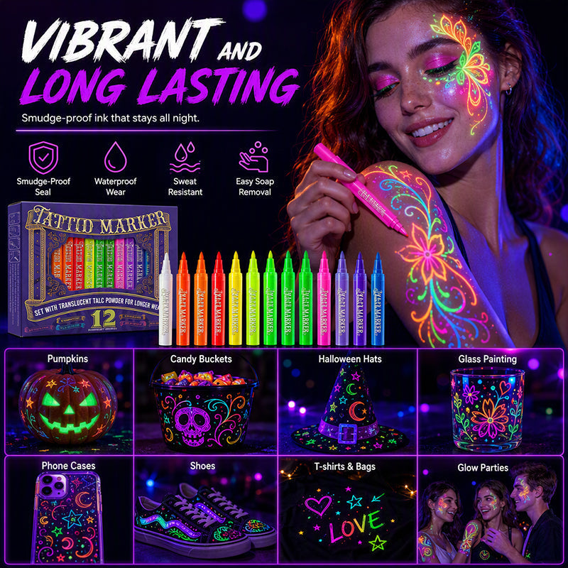 🎉✨ Glow Party Tattoo Pens 🌈